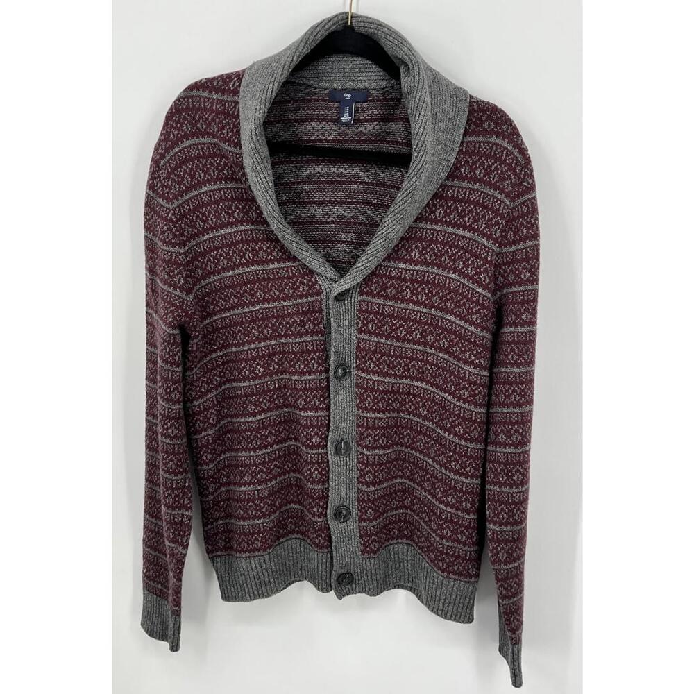 Fair Isle Pattern Shawl Collar Cardigan Medium Wool‎ Blend Gap